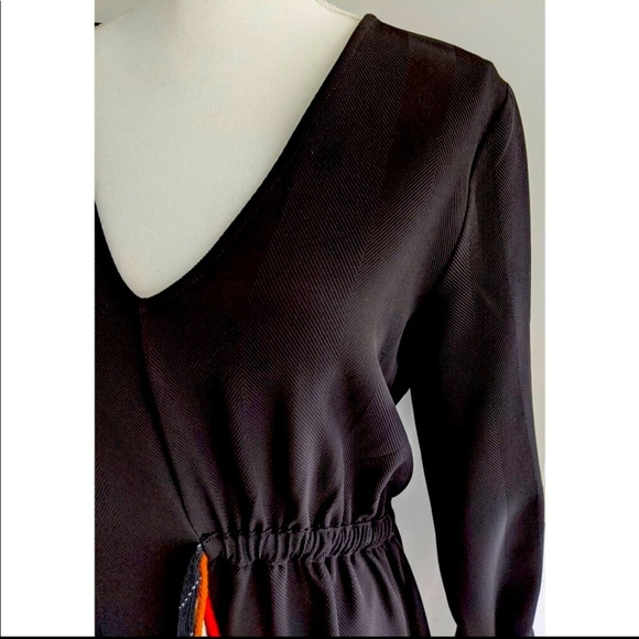 Zara black long sleeve midi dress with colorful strings - Picture 5 of 7
